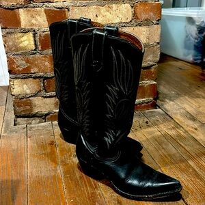 Steve Madden Black Cowboy Boots with Leather Sole